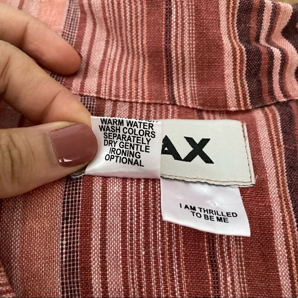 Flax Vertical Stripe Short Sleeve Button Down Top - Picture 3 of 4